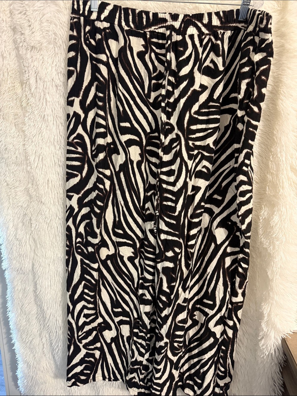 Mlle Gabrielle Black and White Zebra-Print Flared Pants